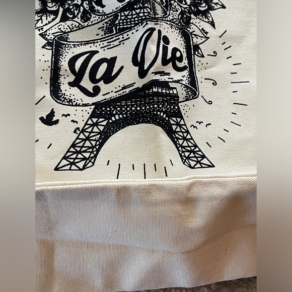 Paris NWT tote bag canvas new shopping “Ensemble pour La Vie” Eifel tower - Picture 7 of 11